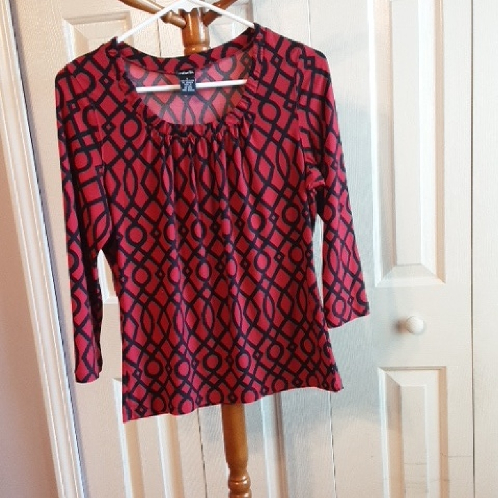 Rafaella Red and Black Patterned Blouse
